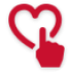 Icon of finger pointing to the inside of a heart