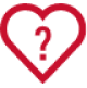 Icon of a heart with a question mark in the middle